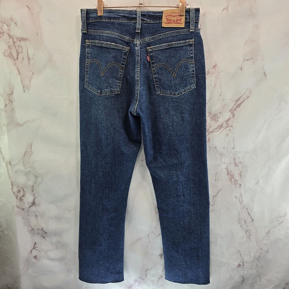 Levis Jeans Women 29 Wedgie Straight Raw Hem Button Fly High Hole Distressed